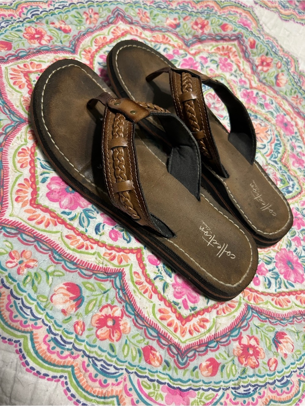 Clark’s artisan collection suede leather braided Sandals thong size 8 - Picture 4 of 6